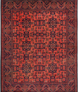 Handknuten Matta Afghan Oriental 193 x 158 cm Nr. 65973