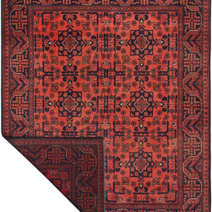 Handknuten Afghan Oriental rug from Orientmattor, 193x158 cm, featuring traditional woven patterns and rich colors.