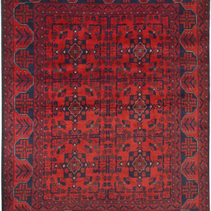 Handknuten Afghan oriental rug from Orientmattor, 197x148 cm, featuring intricate traditional patterns and rich colors.