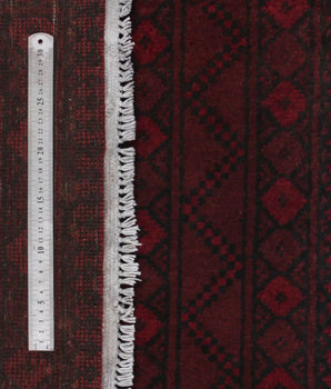 Handknuten Akhche matta in rich colors, 141 x 103 cm, showcasing intricate patterns and traditional Afghan design.