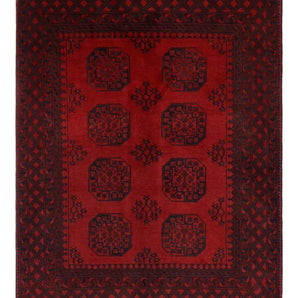 Handwoven Afghan/Pakistan Akhche Oriental rug, 195x150 cm, with intricate traditional patterns by Orientmattor.