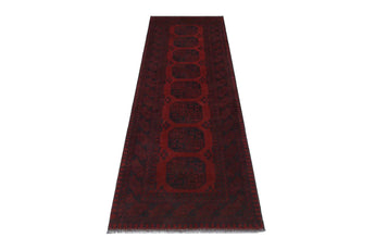 Handknuten Akhche matta in intricate patterns, 286 x 82 cm, showcasing vibrant colors and traditional Afghan design.
