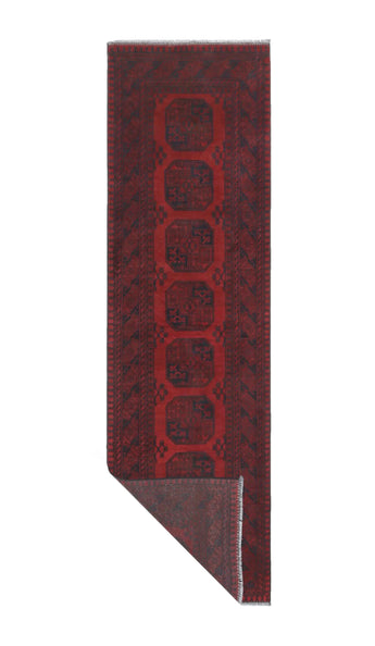 Handknuten matta Akhche in intricate patterns, 286 x 82 cm, showcasing Afghan craftsmanship by Orientmattor.