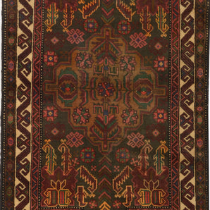 Orientmattor Baluch 64792 classic carpet with intricate geometric patterns and rich colors, close-up of detailed woven design.