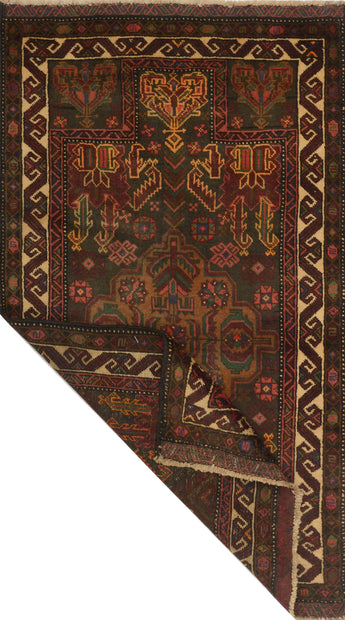 Orientmattor Baluch 64792 classic carpet with intricate traditional patterns in warm earthy tones, detailed close-up view.
