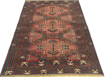 Orientmattor Baluch 64813 classic carpet featuring intricate traditional patterns and rich colors on a woven textile background.