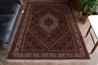 Classic Bidjar 55195 carpet by Orientmattor, showcasing intricate patterns on a wooden floor background.