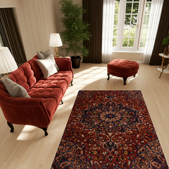 Handknuten Bakhtiar Oriental rug by Orientmattor, classic carpet with intricate patterns, measuring 290 x 224 cm.