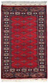 Handknuten Matta Bokhara Oriental, classic carpet from Orientmattor, 122 x 77 cm, detailed woven pattern and rich earthy tones.