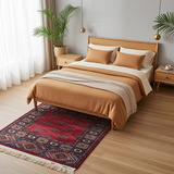 Handknuten Bokhara Oriental rug from Orientmattor, classic carpet with intricate geometric patterns, measuring 122 x 77 cm.