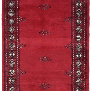 Handwoven Bokhara Oriental rug from Orientmattor, 141x80 cm, featuring traditional patterns and rich colors.