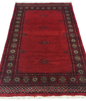 Handknuten Bokhara Oriental rug, classic carpet by Orientmattor, 141x80 cm with detailed geometric pattern on soft woven surface.