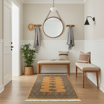 Orientmattor Handknuten Bokhara Oriental rug, 147x92 cm, classic carpet with intricate patterns and rich textures.