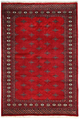 Handknuten Matta Bokhara Oriental in classic style, 235 x 159 cm, by Orientmattor, showcasing intricate geometric patterns.