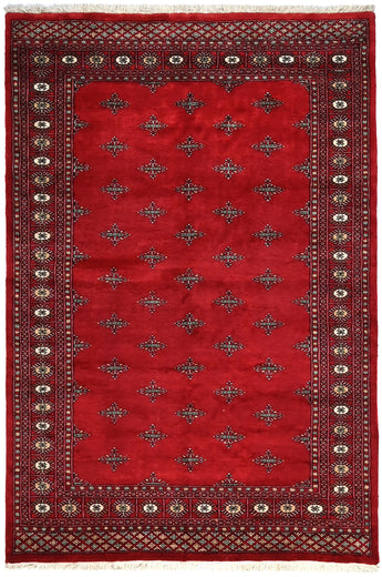 Handknuten Matta Bokhara Oriental in classic style, 235 x 159 cm, by Orientmattor, showcasing intricate geometric patterns.