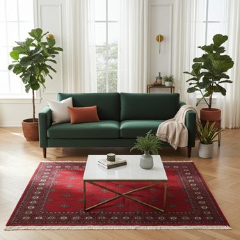 Orientmattor handknuten Bokhara Oriental carpet, 235 x 159 cm, classic design with intricate patterns and rich colors.
