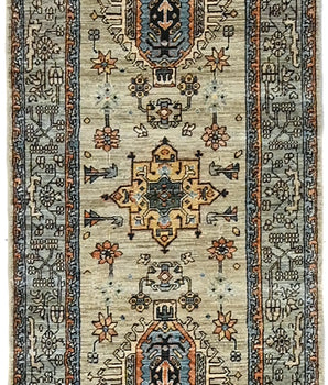 Orientmattor handwoven Dehbaft Oriental carpet, 177 x 84 cm, showcasing intricate patterns and rich colors.