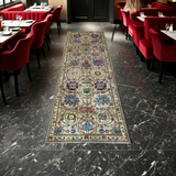 Handwoven Dehbaft Oriental rug by Orientmattor, classic 235x80 cm carpet with intricate pattern, shown in detailed close-up image.