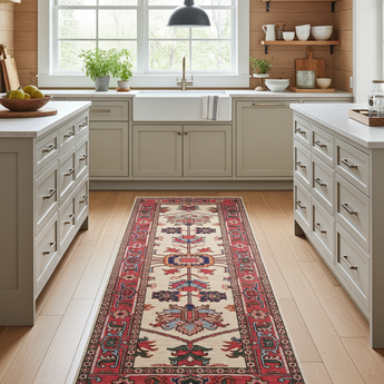 Handwoven oriental Dehbaft classic carpet by Orientmattor, 239x83 cm, featuring intricate patterns and rich colors.