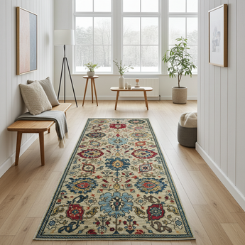 Orientmattor Handknuten Dehbaft Oriental rug, classic carpet in 239x88 cm with intricate patterns, detailed and colorful design.