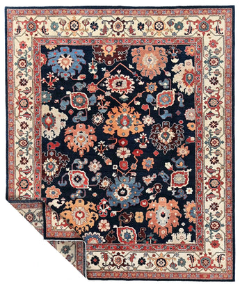 Orientmattor Dehbaft Oriental handknuten matta, 298x248 cm, with intricate classic carpet design, detailed patterns and rich colors.