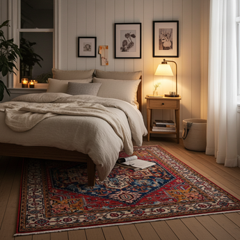 Handwoven Farahan Oriental carpet, 201x150 cm, featuring classic design and intricate patterns, by Orientmattor.