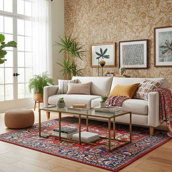 Orientmattor classic Farahan handknuten oriental rug, 274x183 cm, with intricate patterns and rich colors.