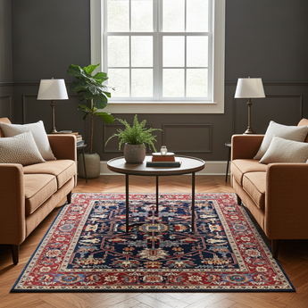 Handwoven Farahan Oriental rug in classic design, 294 x 244 cm, featuring intricate patterns and rich colors from Orientmattor.