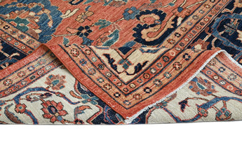 Orientmattor handknuten Farahan Oriental carpet, 431 x 306 cm, showcasing intricate traditional patterns and rich colors.