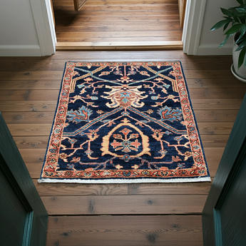 Handwoven Farahan Oriental rug by Orientmattor, classic 82x68 cm carpet with intricate patterns and rich colors.