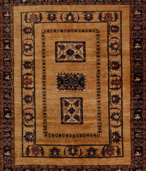 Handwoven Ghashghai Oriental rug by Orientmattor, classic woven carpet in 223x170 cm with intricate traditional patterns.