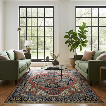 Orientmattor Handknuten Heriz Oriental carpet, 306x245 cm, showcasing intricate geometric patterns and rich colors.