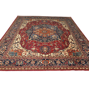 Orientmattor Heriz Oriental handknuten matta, classic carpet in 308x250 cm with intricate geometric patterns.