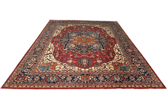 Orientmattor Heriz Oriental handknuten matta, classic carpet in 308x250 cm with intricate geometric patterns.