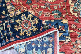 Handwoven Heriz Oriental rug in classic design, 360x275 cm, by Orientmattor, showcasing intricate patterns and rich colors.