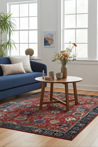 Handknuten Heriz Oriental rug from Orientmattor, classic 360x275 cm carpet with intricate geometric patterns and rich colors.