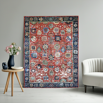 Handknuten Heriz Oriental rug by Orientmattor, classic carpet in 360x275 cm with intricate geometric patterns.