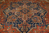 Orientmattor Heriz Oriental handwoven rug, classic carpet in 427x299 cm, detailed geometric patterns and rich colors.