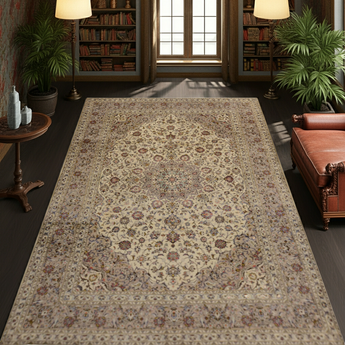 Handknuten Kashan Oriental rug by Orientmattor, classic carpet with intricate design, measuring 348 x 243 cm.