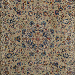 Handknuten Kashan oriental rug by Orientmattor, 365 x 240 cm, classic carpet with intricate patterns and rich colors.