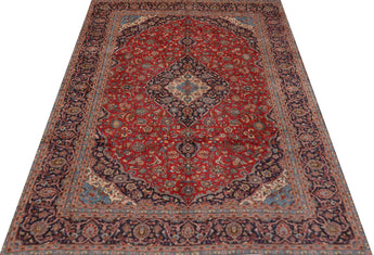 Handwoven Kashan Oriental rug by Orientmattor, 388 x 287 cm, featuring intricate classic carpet patterns.