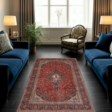 Handknuten Kashan Oriental rug by Orientmattor, 388 x 287 cm, featuring intricate classic carpet design with detailed patterns.
