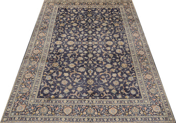 Handknuten Kashan Oriental rug by Orientmattor, classic carpet in beige and red tones, 390 x 278 cm, detailed traditional design.