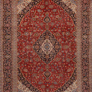 Handknuten Kashan Oriental carpet from Orientmattor, 390x280 cm, showcasing intricate patterns and rich colors.