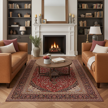 Handknuten Kashan Oriental rug by Orientmattor, classic carpet with intricate patterns, measuring 390 x 280 cm, detailed design visible.