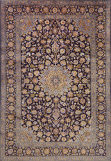 Orientmattor Kashan Oriental handknuten classic carpet, 417x293 cm, detailed floral design in traditional style.
