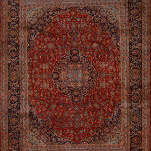 Handknuten Mashad Oriental rug, classic carpet in 378x290 cm with intricate patterns, by Orientmattor.