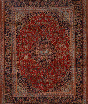 Handknuten Mashad Oriental rug, classic carpet in 378x290 cm with intricate patterns, by Orientmattor.