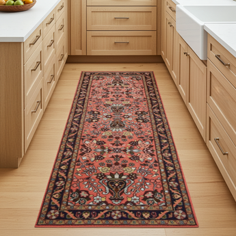 Handknuten Mehraban Oriental rug by Orientmattor, classic 298x72 cm carpet with intricate patterns on a neutral background.
