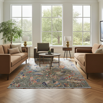 Handwoven Nirvana Oriental rug by Orientmattor, classic 265x180 cm carpet with intricate patterns and warm earthy tones.